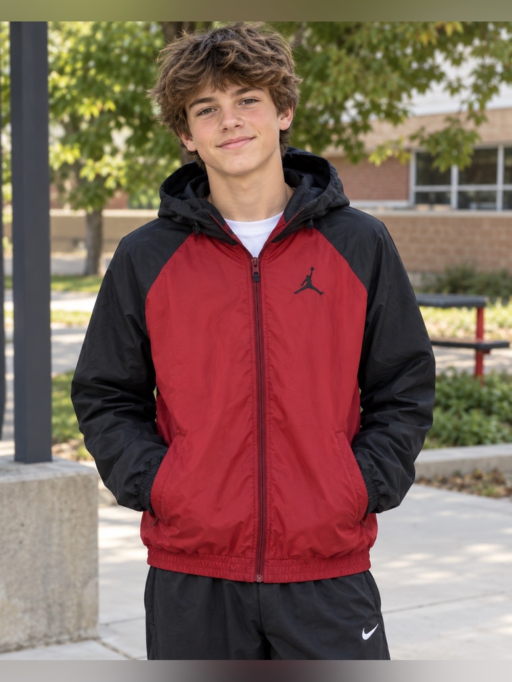 Nike Jordan  Red and Black Windbreaker with hood